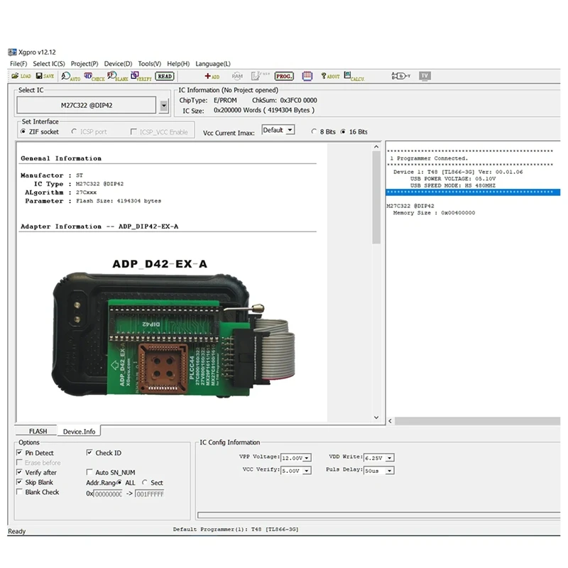 For ADP D42 EX-A Adapter with ZIF Socket for PLCC44 DIP42 27Cxxx 27Vxxx EEPROM Support T48(TL866-3G) Programmer-DT30