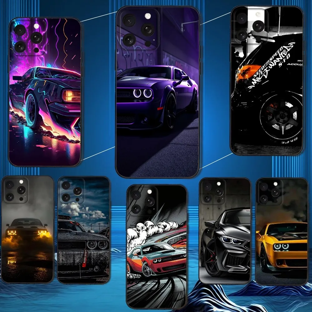 

D-Dodge car Phone Case For iPhone 16,15,14,13,12,11 Plus,Pro Max,XS,X,XR,SE,Mini,8,7,Soft Silicone Black Cover