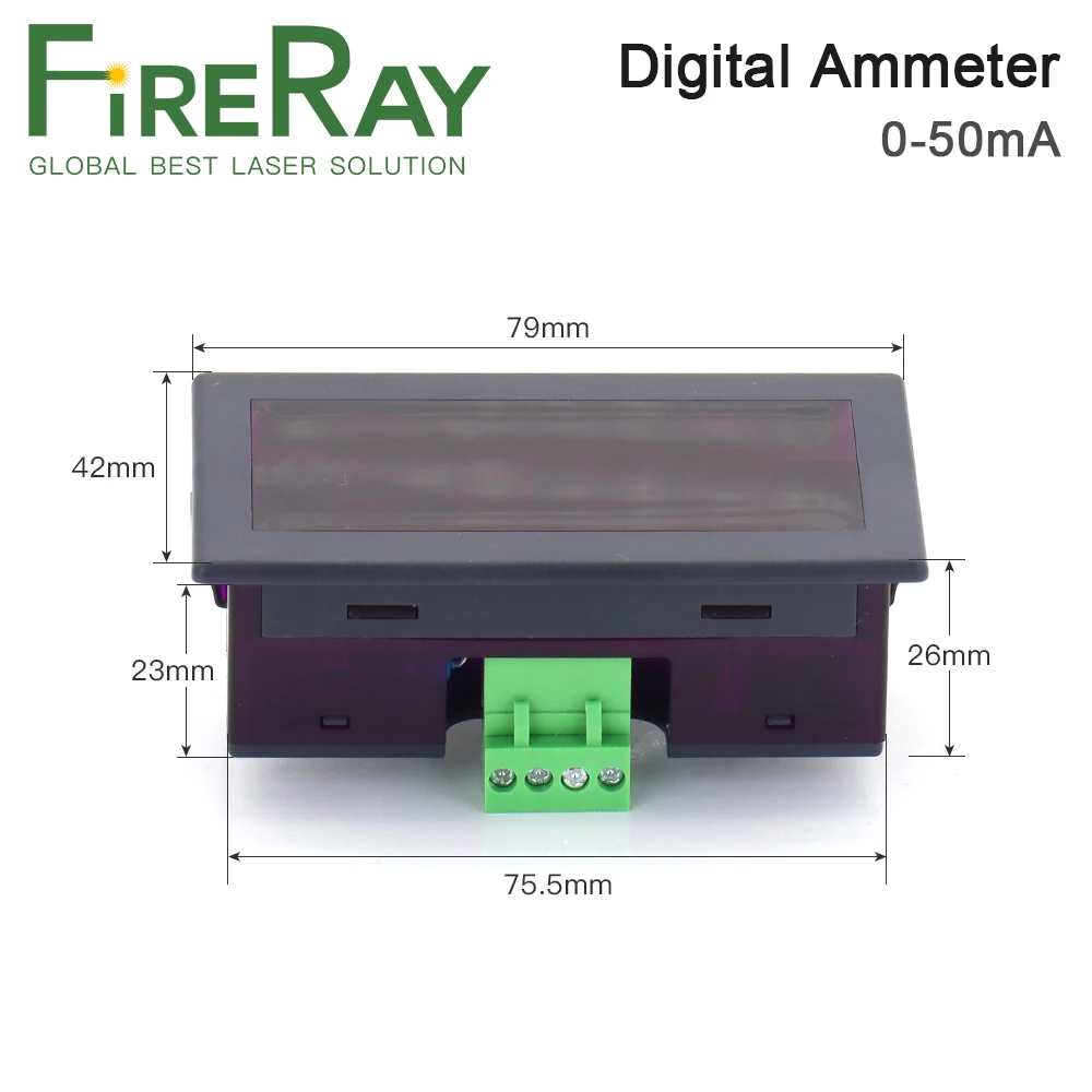 FireRay LED Digital Ammeter 50mA Tegangan Current Meter Volt Detector Tester Panel Monitor untuk Co2 Power Supply