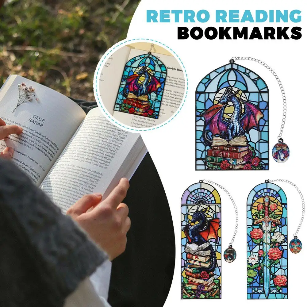 

Закладки для чтения в стиле ретро, красивый дизайн в стиле витражи для закладки дракона, гладкий легкий декор для книг