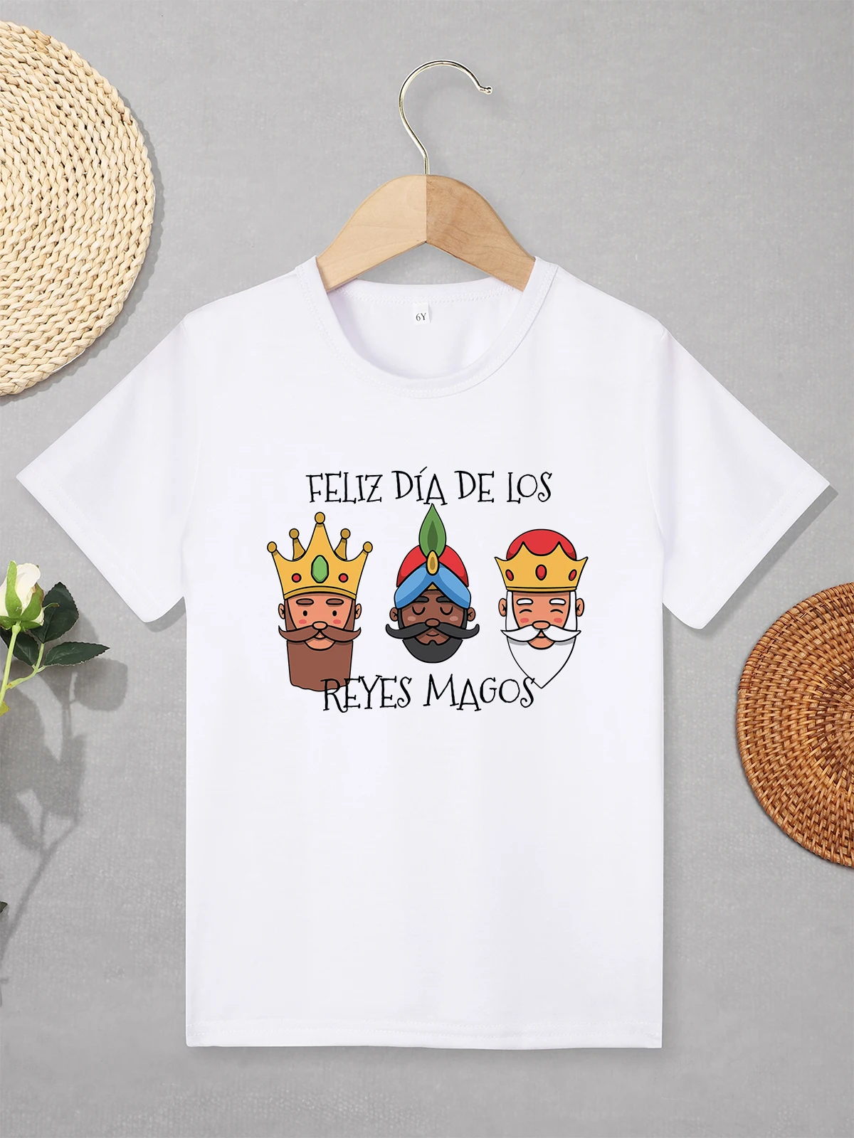 Spain Popular Los Reyes Magos Children's Clothes 3 to 7 Years Fashion Trend Boys T-shirt Urban Harajuku Streetwear Short Sleeve