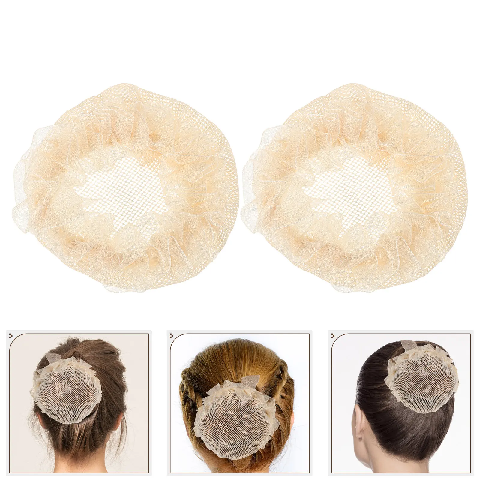 

10 шт. бежевых эластичных сеток для волос для создания пучков, для балета и танцев, с кружевной отделкой, сетчатые чулки-сетки для пучков, для комфорта