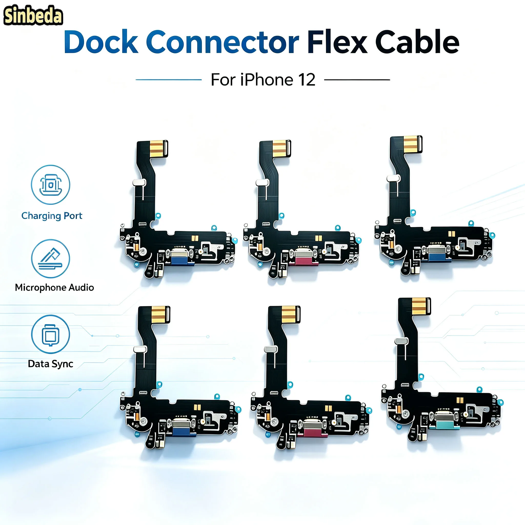 100% Tested Dock Connector Flex Cable Lightning Charging Port For iPhone 12 Replacement Part With Microphone Data Sync