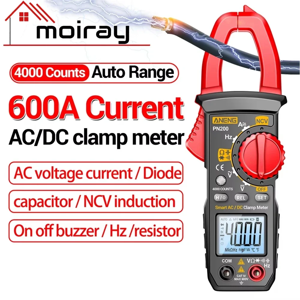 ANENG PN200 AC DC 0-600A Multimeter 4000 Counting Electrician Multi-FunctionDigital Clamp Meter Capacitance Resistance Current