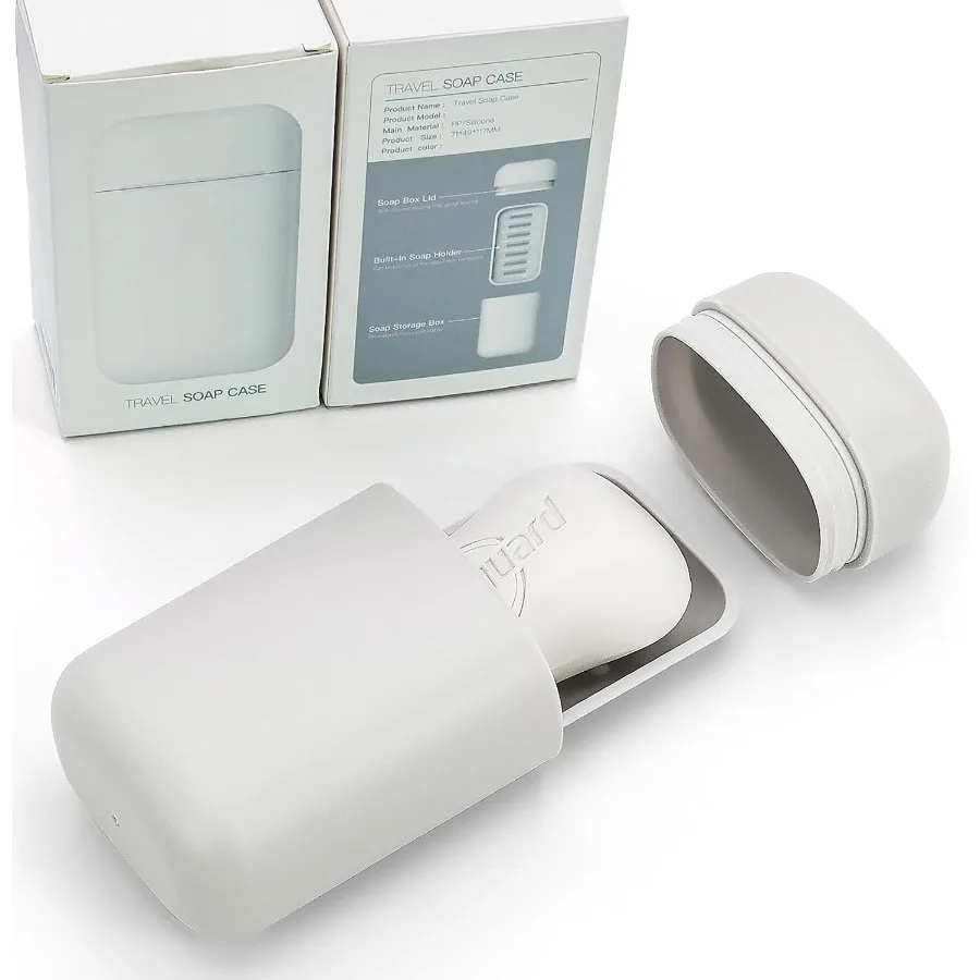 

Leak Proof Travel Soap Case with Draining Layer Portable Soap Container for One Regular Bar Soap Shatter-Proof Soap Holder for