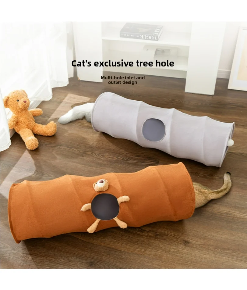 

Pet Cartoon Straight Foldable Cat Tunnel Cat and Dog Toy Self-hi to relieve boredom Accompanying Training Cat and Rabbit Cross-B