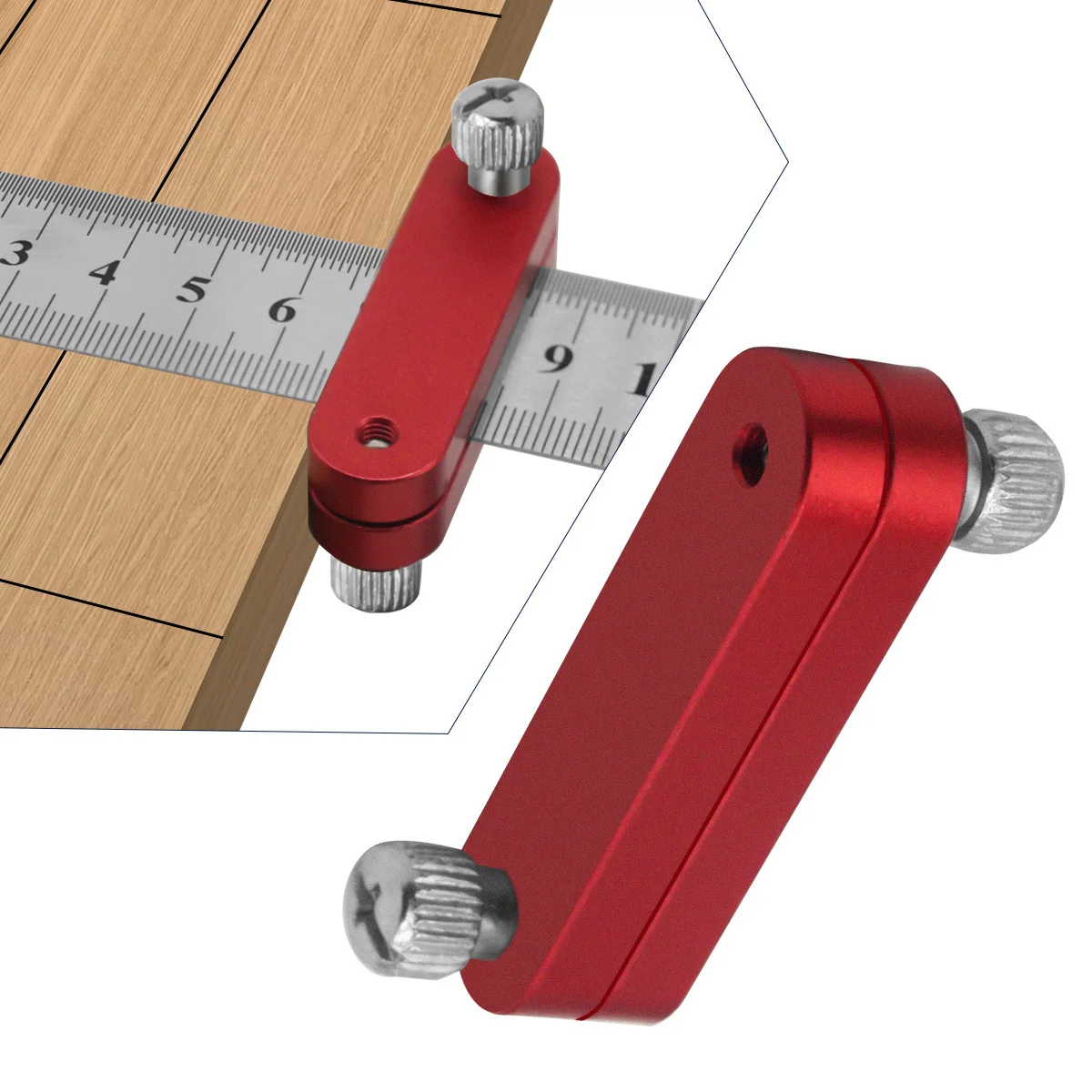 Woodworking Steel Ruler Stop Block, Precision Positioning Gauge for Ruler, Carpentry Scriber Line Marking Measuring Tool