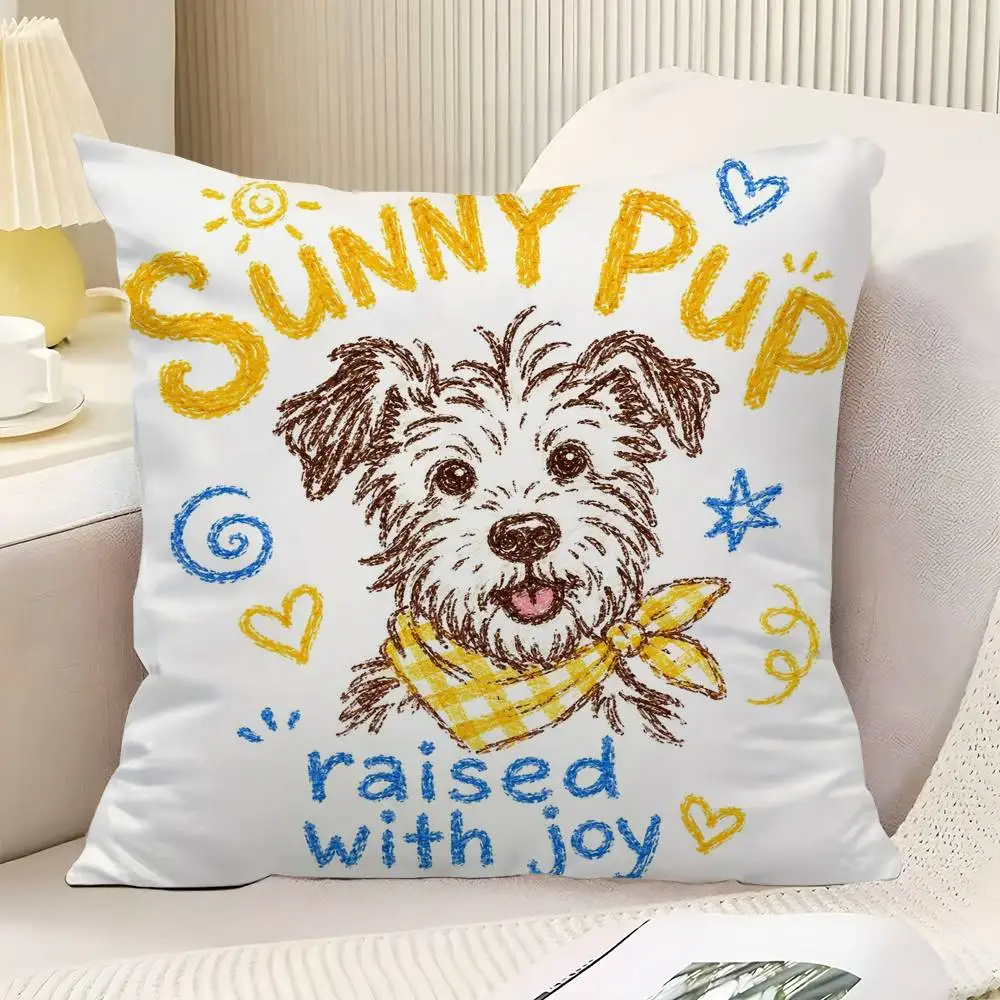 Cute Painting Animals Cartoon Throw Pillow Cover Neutral Decor Cushion Cover Soft Sofa Couch Bed Home Decor Pillow Case