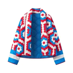 Fashion Print Kimono Woman Coats for Women 2025 Quilted Long Sleeve Warm Cotton Jacket Ladies Chic Cardigan Outerwear