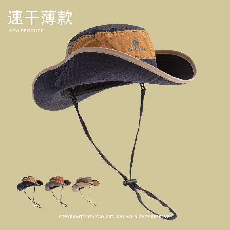 

Fashion Contrast Printing Thin Bucket Hats Unisex Summer Outdoor Leisure Sun Protection Quick-drying Retro Western Cowboy Caps