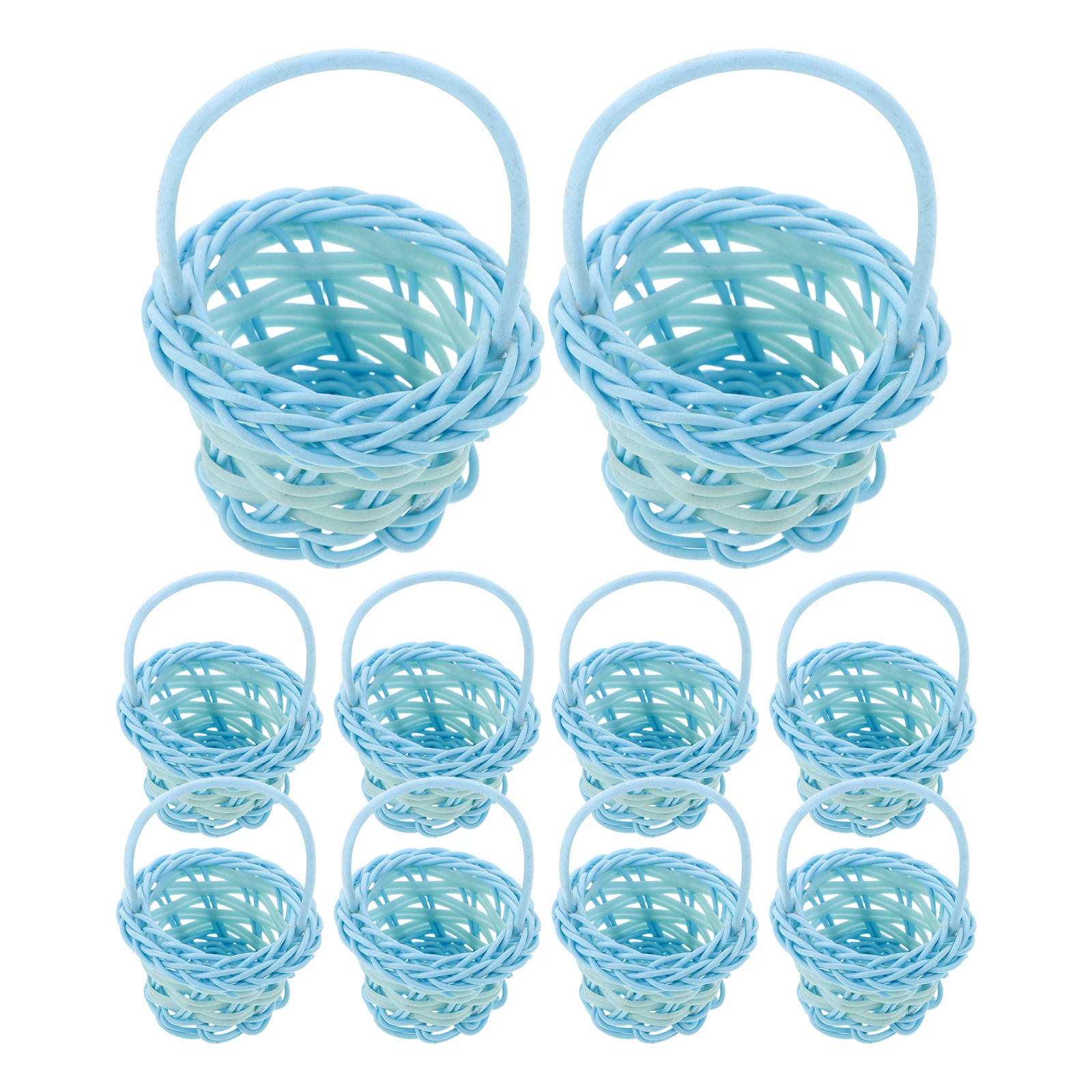 

10 Pcs Hand-woven Flower Basket Flowers Artificial Hanging Sky-blue Braided Bride