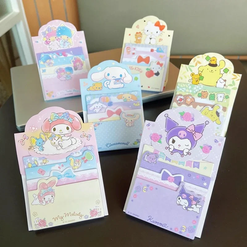 

Sanrio Kuromi Stacked Note Sticker Combination Kawaii Hello Kitty Student Message Note Paper Stationery School Supplies Gifts