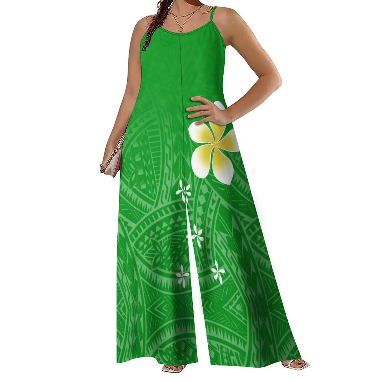 Hot Summer Women'S One-Piece Casual Pants Tribal Ethnic Polynesian Print Chic Custom Design Women'S Loose Mopping Pants