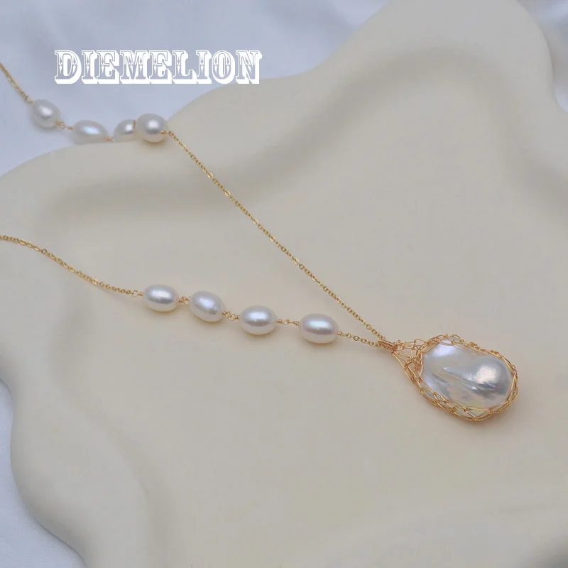 

60cm Long Chain Necklace Natural Freshwater Irregular Large Baroque Pearl Long Sweater Chain Engagement Dress Necklace for Women