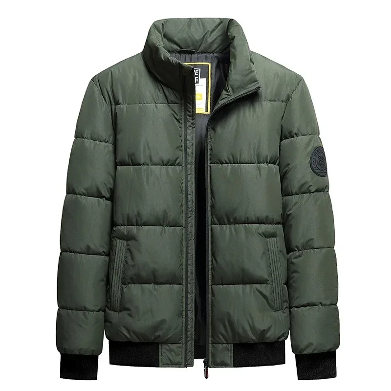 8XL الوقوف طوق القطن سترات الرجال الخريف الشتاء سميكة الحشو البيسبول طوق سترات الرجال الكورية موضة ملابس خارجية أسفل معطف رجل #4