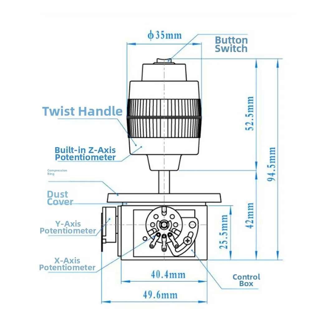 Potentiometer For Industrial Use Joystick Industrial Controller 10K Potentiometer Sealed Design 25 X Y Rotation