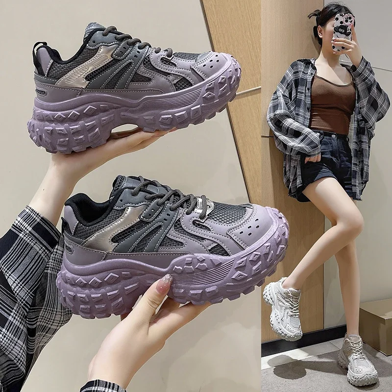 

Silver Hot selling Women's Shoes Thick Sole Dad Shoes 2024 New Summer Heightening Lightweight Sports Women's Shoes