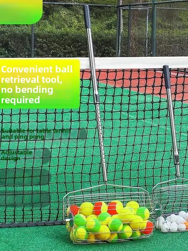 Adjustable Stainless Steel Tennis Ball Picker up Device Rolling Wheel Type Tennis Court Ball Collecting Equipment Luspeed