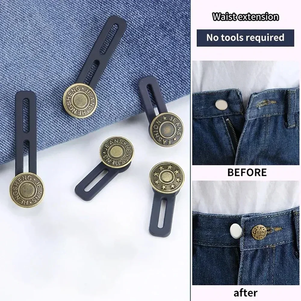 

Кнопка-удлинитель для джинсов и брюк. Регулируемая линия талии. Универсальный мгновенный ремень. Металлическая пуговица. Удлинитель. Комплект для крепления удлиненной пряжки.