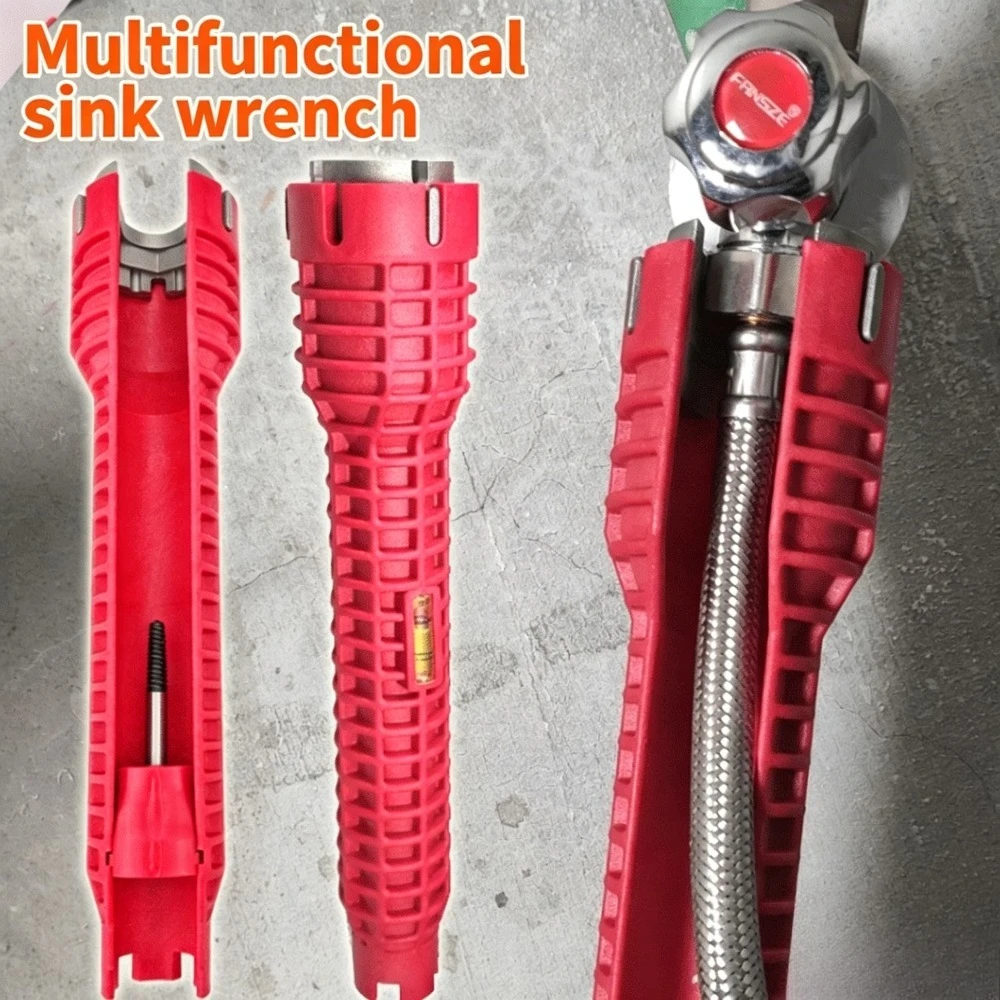 8 in 1 Sink Wrench Multi-functional Plumbing Tool with Level Bubble for Kitchen Bathroom