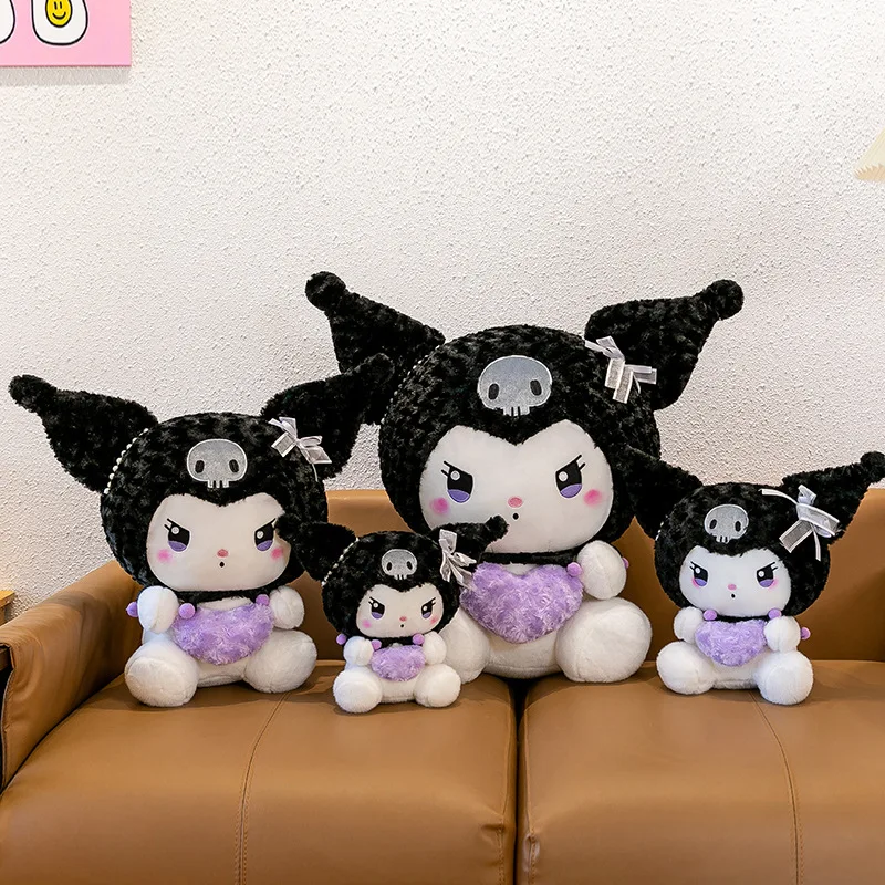 Sanrio Kawaii Kuromi Plush Toy Black Queen Kuromi Cute Room Decoraton Soft Stuffed Doll Throw Pillow Couple Kids Birthday Gift