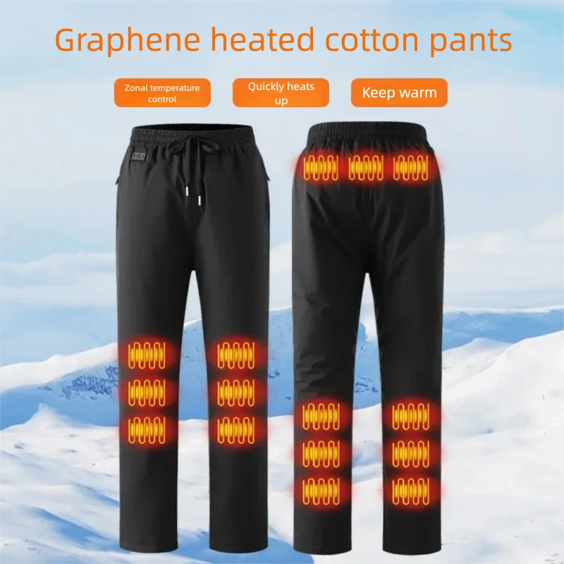 

Unisex Winter Smart Electric Heating Pants Warm Cotton Wool Trousers with Knee And Waist Support Fleece-Lined Heated