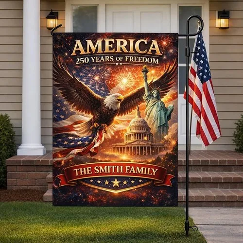 Personalized 250 Years of Freedom Garden Flag , 4th of July Gifts Decor PPZ
