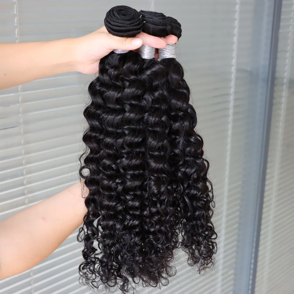 Aliexpress Water Wave Human Hair Extensions Weave Weaving Wet and Wavy Virgin Remy Indian Human Hair Bundles Deal Black Color