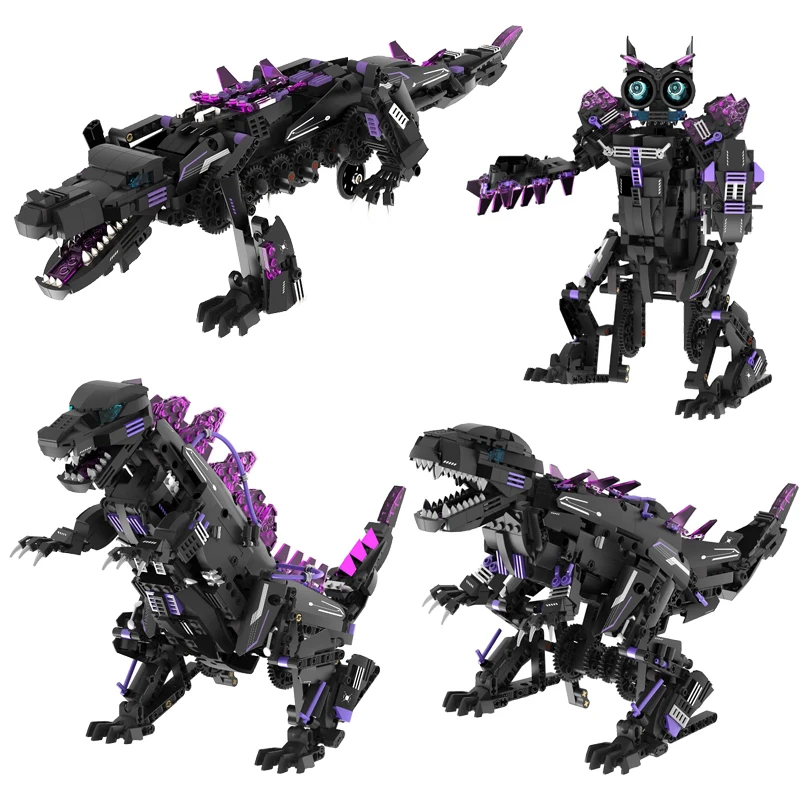 

IN STOCK MOC Technical Five-Transformation Mechanical Beast Building Blocks Model Dinosaur Bricks Assembling Kids Toys Gift Set