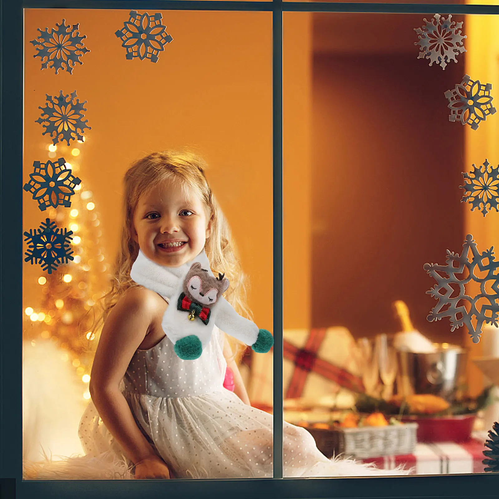 

1Pcs Scarf Lovely Foxes Design Christmas Warm Neck Wrap for Winter Outdoor Activities Skiing Snowboarding