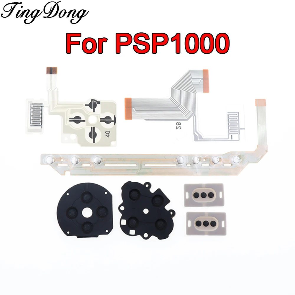 1Set Silicone Rubber Conductive Button Pads +Flex Cable Replacement For PSP1000 Game Console repair part