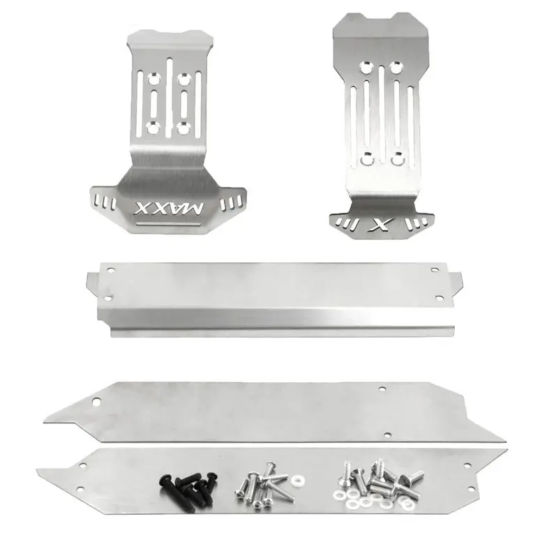 A49K-Stainless Steel Front And Rear Chassis Armor Skid Plate Protector For TRAXXAS 1/10 MAXX RC Car Spare Parts Accessories
