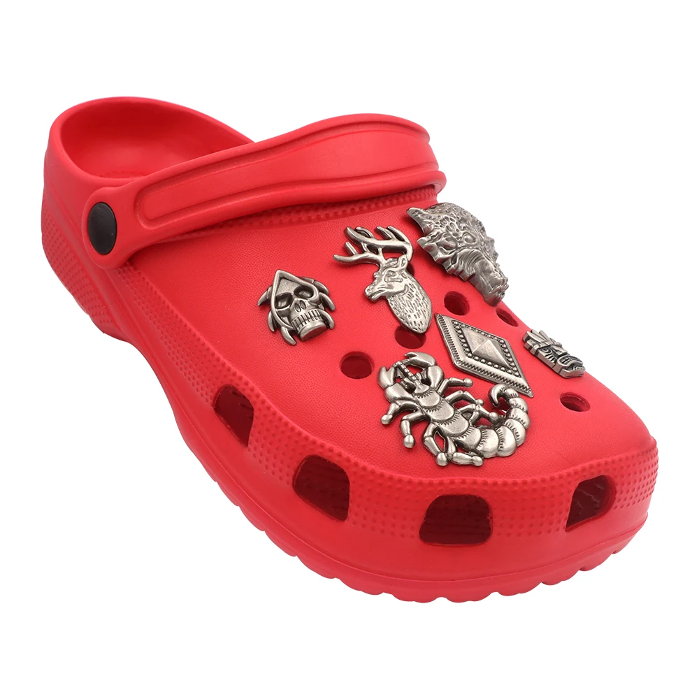 1 Set 15 Pcs Shoe Крокросы Accessories Charm Punk Style Animal Insect Metal Hole Sandals 지비츠 Decorations Circle Square Buckles
