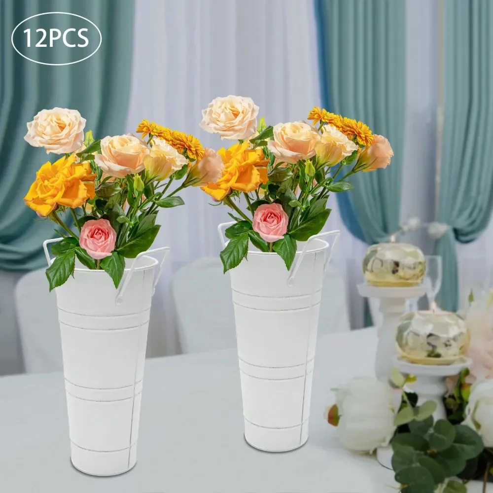 

Pcs Silver Metal Flower Buckets, Flower Display Buckets, Wedding Flower Display,Flower Bucket For Home Floral Centerpiece Conta