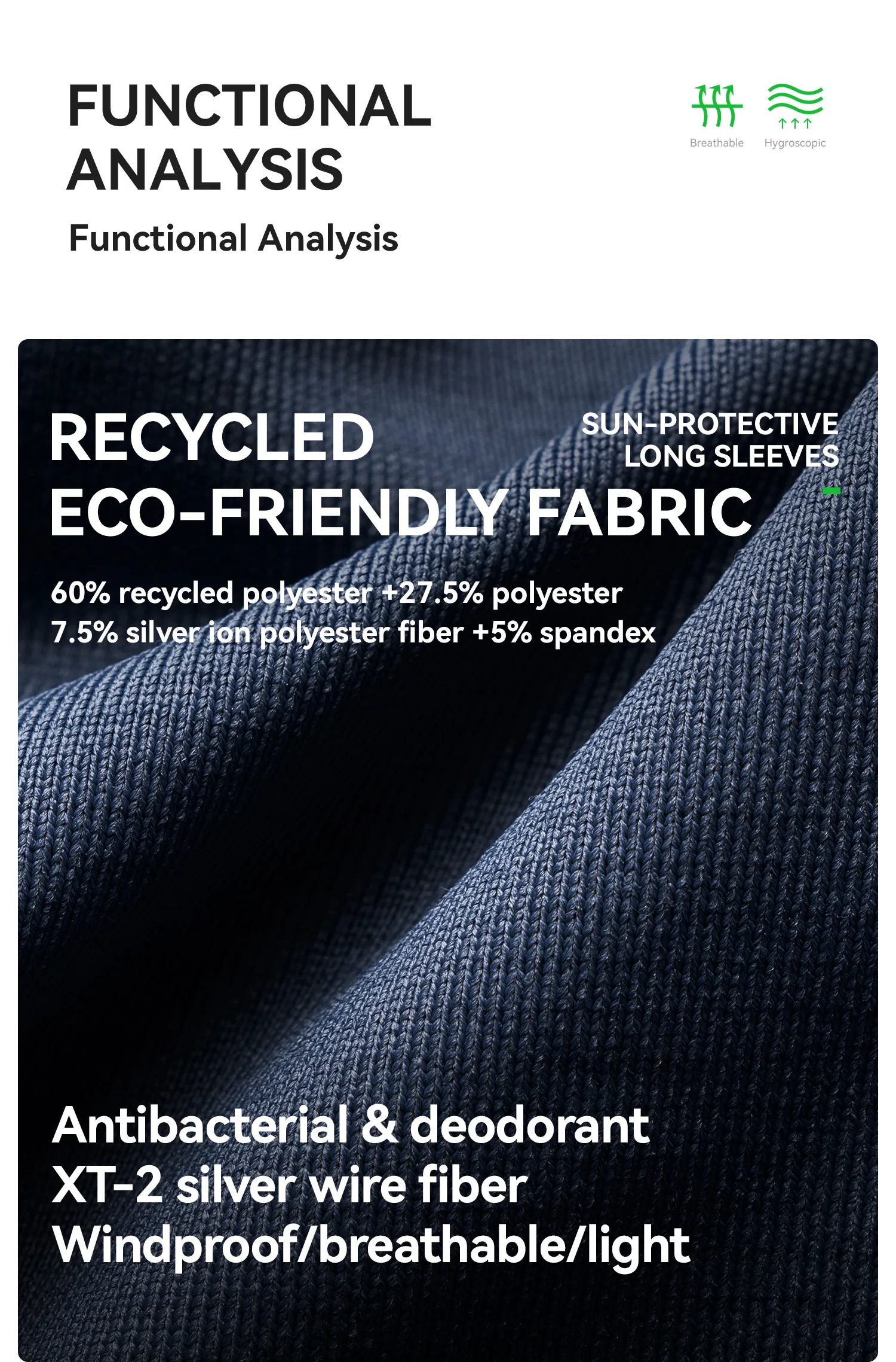 ROCKBROS Kapuzen-Sweatshirt mit langen Ärmeln, atmungsaktiv, sonnenschützend, für Fitnessstudio und Sport, aus umweltfreundlichem Stoff, schnelltrocknend, Fahrradbekleidung. – Detail 3