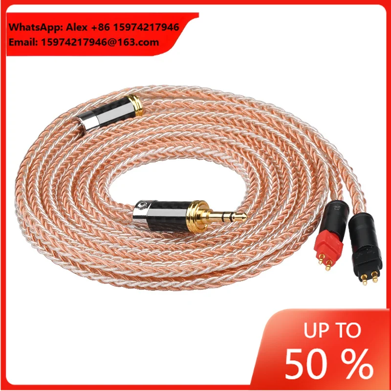 ATAUDIO 16-Core Earphones Audio Cable OCC Silver Mixed HIFI Upgrade Connector For Kirin VX Microphone DVD Players