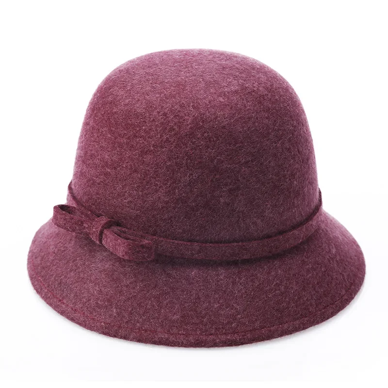 Women’s Pure Wool Felted Cloche Hat Winter Warm Bowl Cut Bucket Cap for Outdoor Chic Autumn Winter Fashion