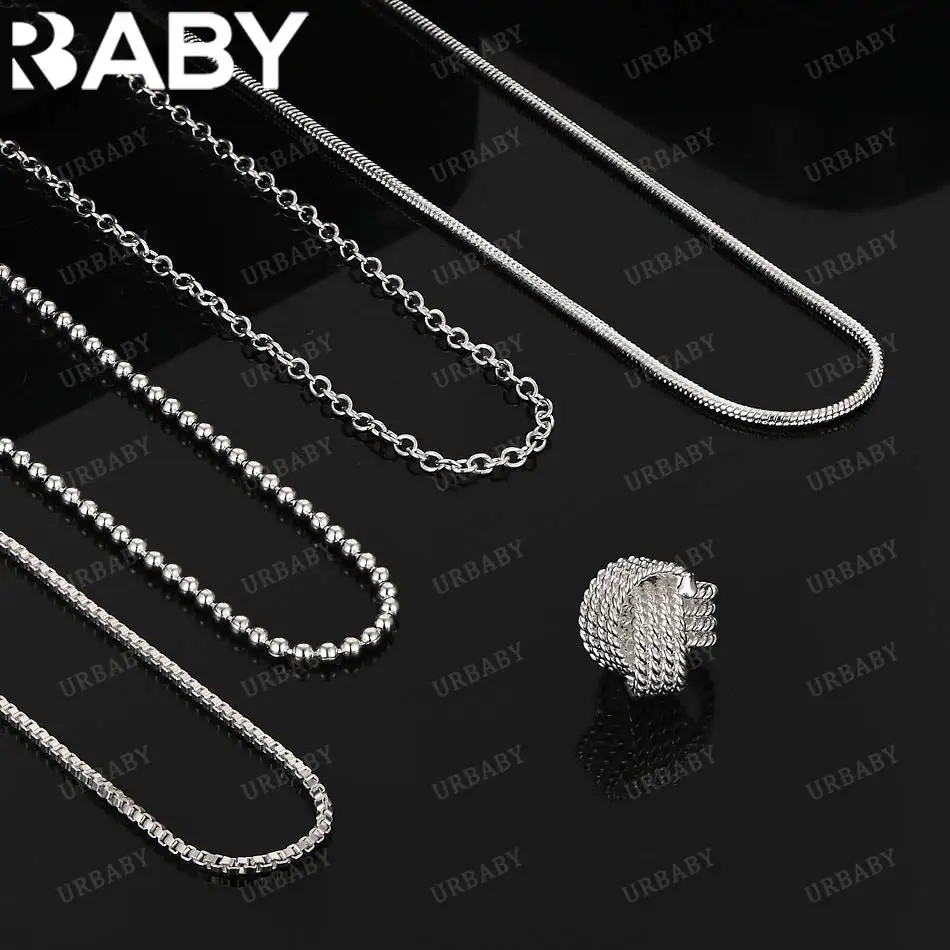 

URBABY 40-75cm 925 Sterling Silver Pendant Necklace For Women Men Charm Trend Birthday Gifts Fashion Party Fine Jewelry