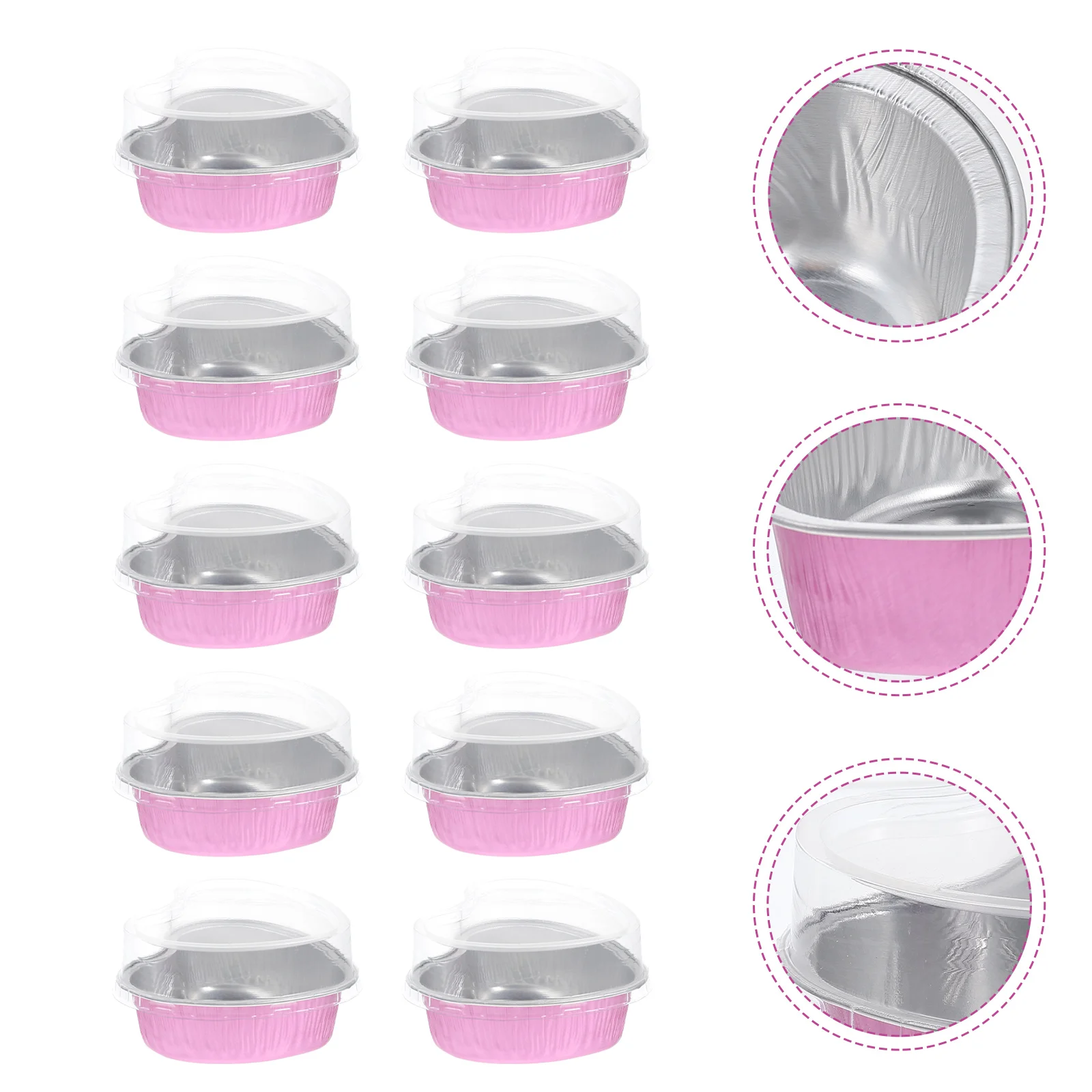 

Heart-Shaped Aluminum Foil Box Cake Pan Pans Covered Design Mini Baking Cups Ramekin with Lids Bowl Dessert Cupcake