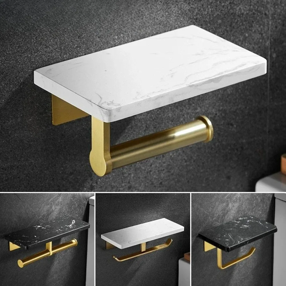 

Bathroom Tissue Holder Toilet Paper Holder Mobile Phone Shelf No Punching Toilet Gold Roll Holder