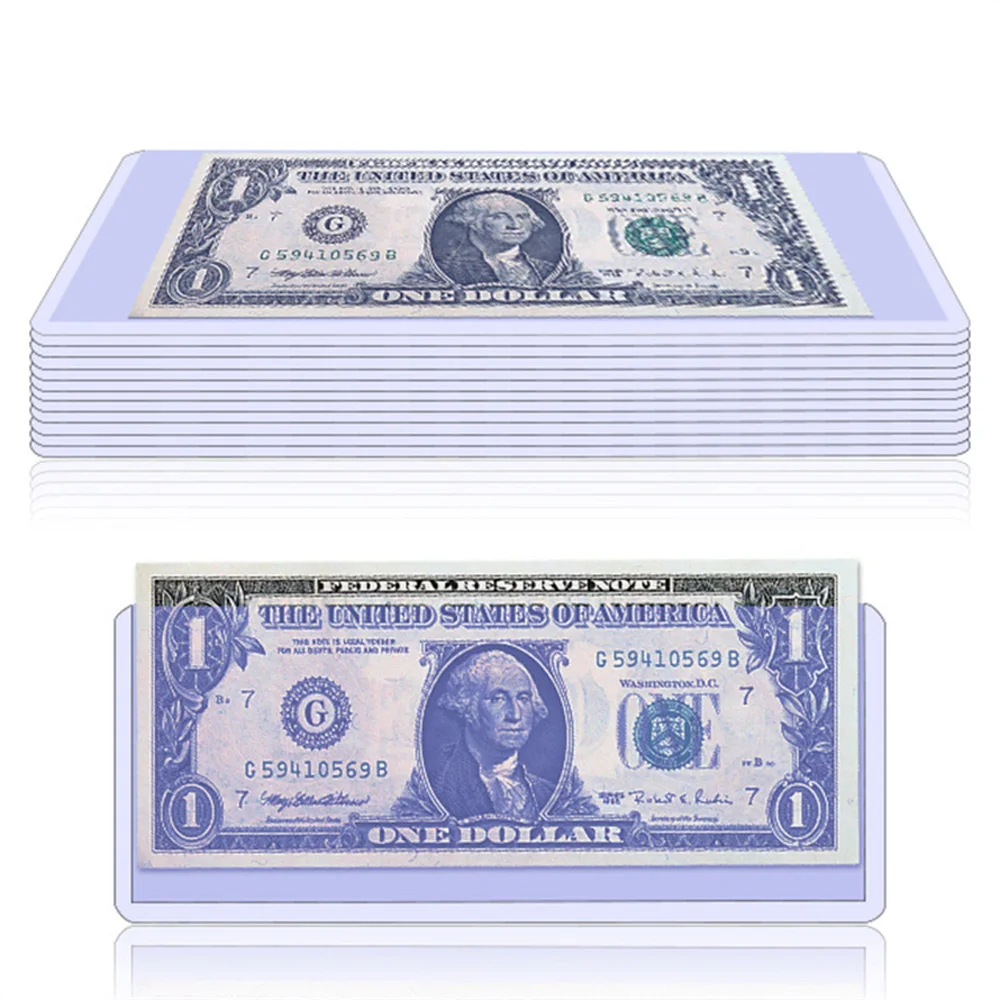 

5pcs Transparent Banknotes Holder Portable Paper Money Protective Bag Paper Money Leaflet Inner Page Collection Bag