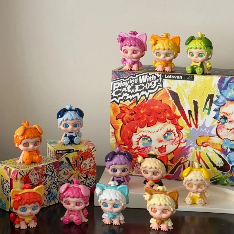 

Miniso Wakuwku Cat Dog Battle Series Collectible Blind Box Toy Trendy Home Decor Figurine