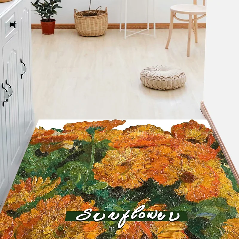 Entrance Hallway Welcome Doormat Sunflower Printed Carpet Non-slip Area Rugs Front Door Mat Home Bedroom Kitchen Porch Floor Mat