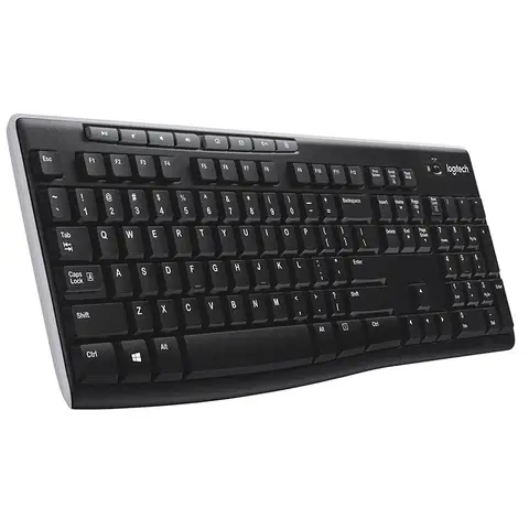 Klawiatura bezprzewodowa Logitech K270 w pełnym rozmiarze - ciche klawisze multimedialne, odporna na rozlewanie do komputera PC, laptopa, biura domowego