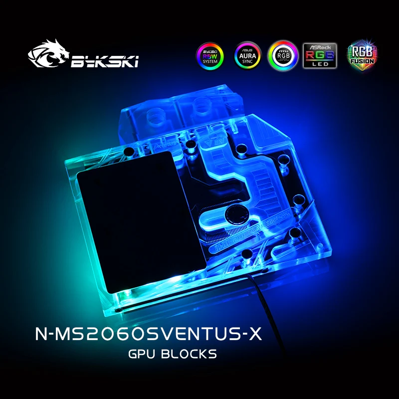 Imagem -05 - Bykski Uso Bloco de Água para Msi Geforce Rtx 2060 Super 8g Ventus xs c oc Cobertura Completa Bloco de Cobre do Radiador Rgb Luz