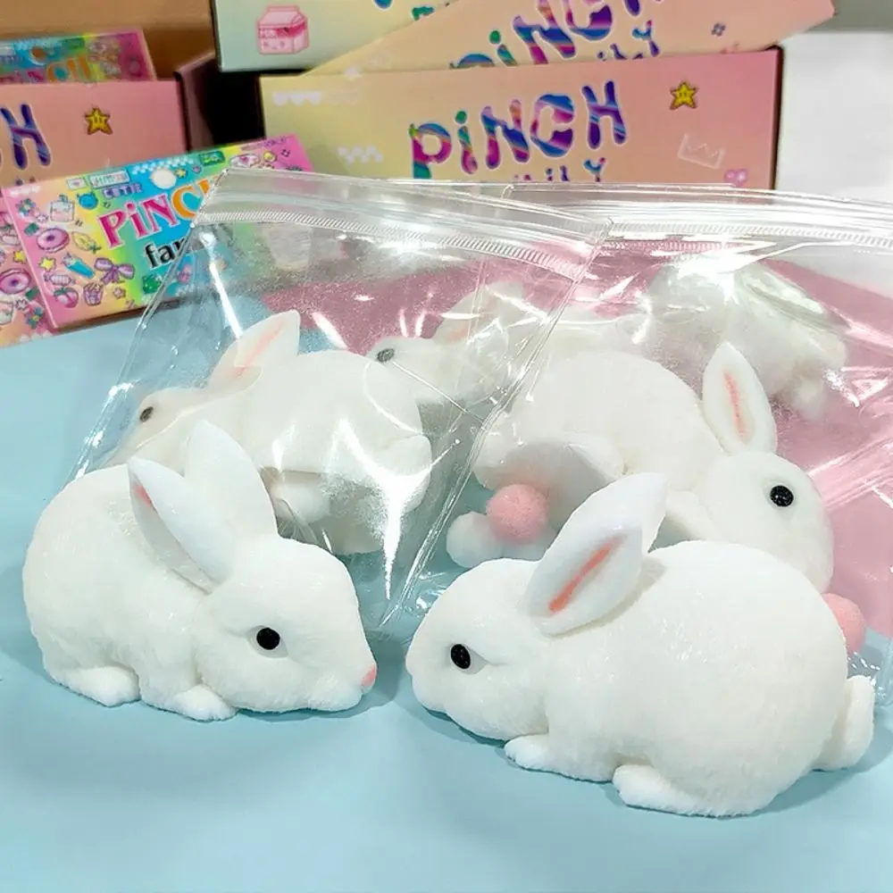 

1 шт. Мягкая игрушка-антистресс Kawaii Squishy Bunny, резиновая игрушка для снятия тревоги, маленький белый кролик, игрушка-фиджет, подарок