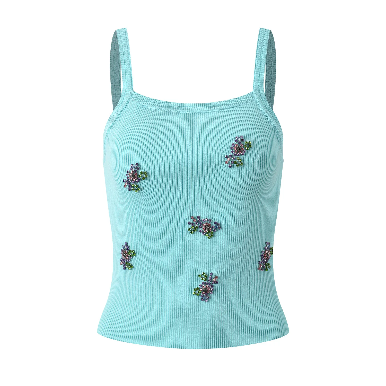 

Sexy Beaded Crop Top Women's Ice Silk ort Sve Vest Design Summer 2024 Faion Sensation Slim Fit Inner Wear Tank Top