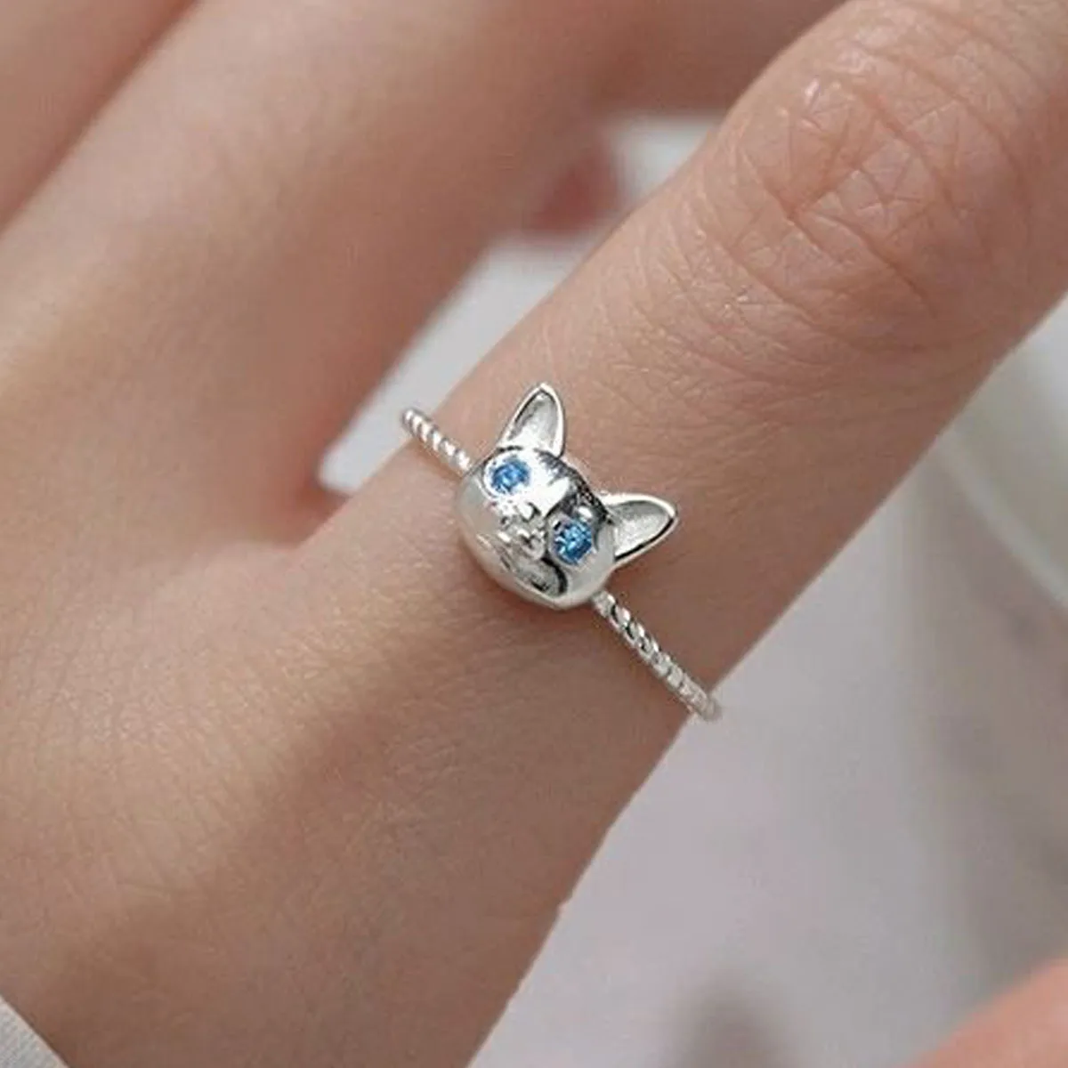 

925 Sterling Silver Adjustable Rings For Women Cat Engagement Luxury Fine Jewelry Wedding Accessories Jewellery Argent 925