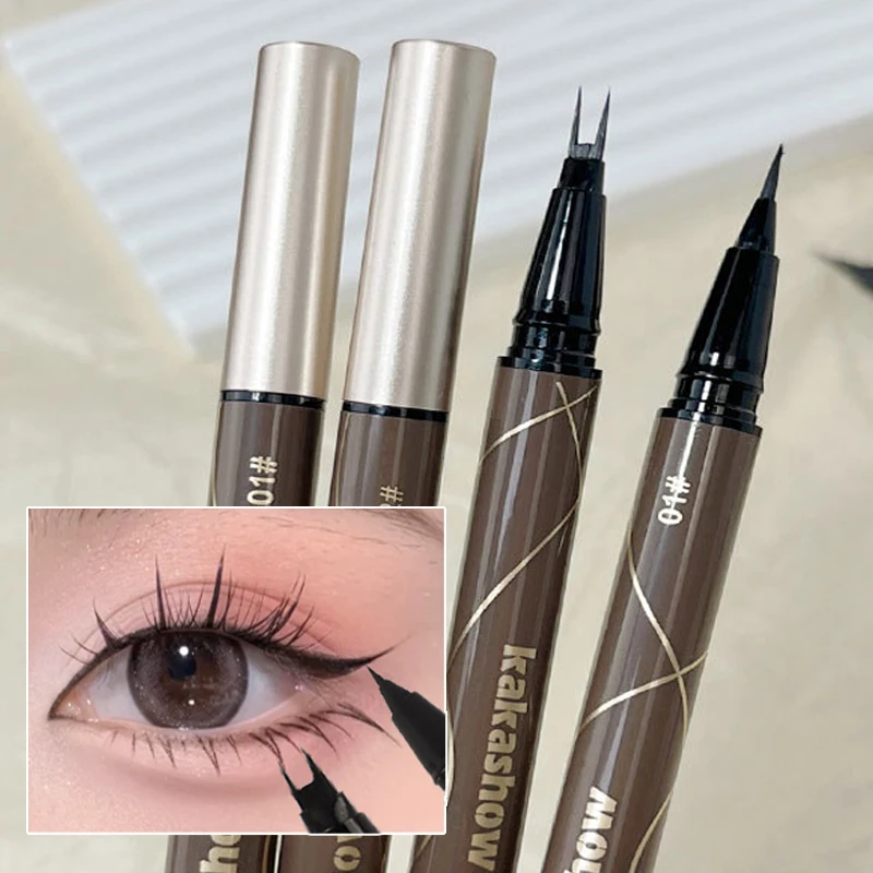 Double-head Black Brown Liquid Eyeliner Pencil Lower Eyelash Makeup Ultra-thin Waterproof Quick Dry Eyebrow Pen Eyes Cosmetics