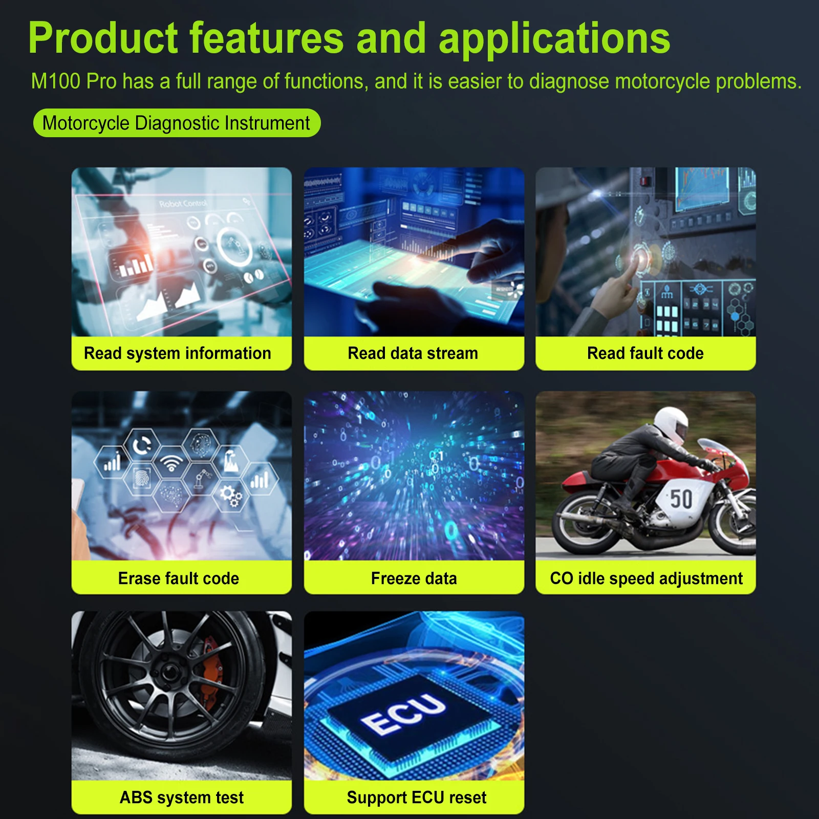 Outils de Diagnostic de Moto OBD2 M100 Pro, Version Standard, Scanner avec Fonction D87 D88 pour BMW KTM